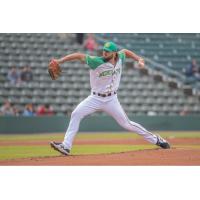 Kansas City Monarchs pitcher Lewis Thorpe delivers a pitch