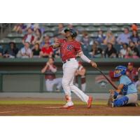 Gabby Guerrero of the Kansas City Monarchs hits his second home run of the season