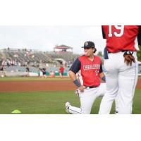 Charleston RiverDogs stretch before the game