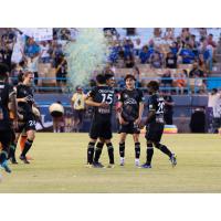 Las Vegas Lights FC celebrates a goal against Orange County SC