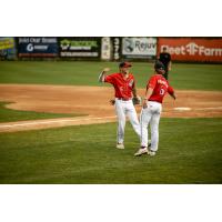 Ethan Mann of the St. Cloud Rox receives congratulations