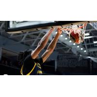 Edmonton Stingers dunk against the Guelph Nighthawks