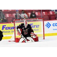 Goaltender Brett Mirwald with the Moose Jaw Warriors