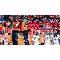 B.C. Lions celebrate against the Toronto Argonauts