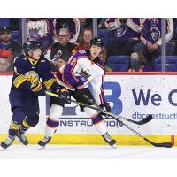 Tyler Kirkup playing the puck for the Reading Royals against the Norfolk Admirals