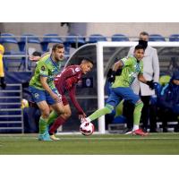 Raúl Ruidíaz (right) and Jordan Morris of Seattle's Sounders FC