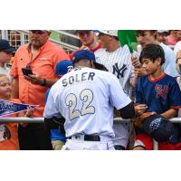 Jorge Soler of the Pensacola Blue Wahoos signs autographs