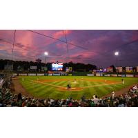 Sunset at ShoreTown Ballpark, home of the Jersey Shore BlueClaws