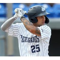 Outfielder Everson Pereira with the Hudson Valley Renegades