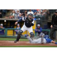 Catcher Brian O'Keefe of the Tacoma Rainiers in action