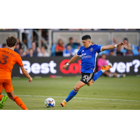 Cristian Espinoza of the San Jose Earthquakes and Houston Dynamo's Adam Lundqvist