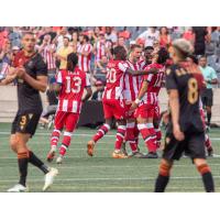 Atlético Ottawa and Valour FC on the field