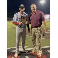 ValleyCats SS Pavin Parks and Frontier League President Eric Krupa