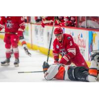 Allen Americans defenseman Darian Skeoch fights the Kansas City Mavericks