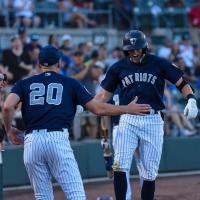 Somerset Patriots' Brandon Lockridge Slaps Hands