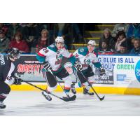 Leon Draisaitl (left) and Dillon Dube with the Kelowna Rockets