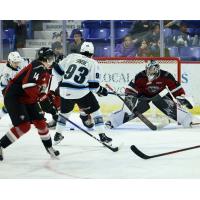 Vancouver Giants goaltender Jesper Vikman faces the Winnipeg ICE