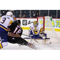 Saskatoon Blades goaltender Austin Elliot