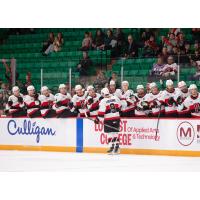 Belleville Senators' Jake Lucchini congratulats teammates