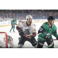 Texas Stars center Tanner Kero (right) vs. the Chicago Wolves