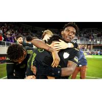 Louisville City FC reacts after they advance in the playoffs