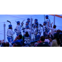 Wichita Thunder celebrate their overtime goal against the Tulsa Oilers