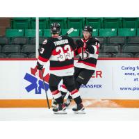 Belleville Senators' Lassi Thomson and Philippe Daoust on the ice