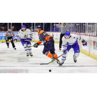 Wichita Thunder eye the puck against the Tulsa Oilers