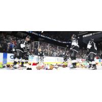 Ontario Reign's Martin Chromiak and Andre Lee on Teddy Bear Toss Night