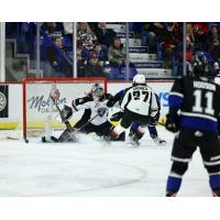 Vancouver Giants' Jesper Vikman and Kyren Gronick in action