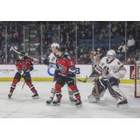 Kelowna Rockets centre Nolan Flamand vs. the Kamloops Blazers