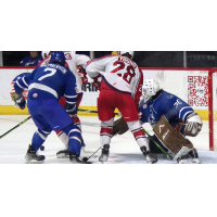 Wichita Thunder's Dylan MacPherson and Allen Americans' Justin Young on game night