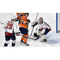 South Carolina Stingrays goaltender Clay Stevenson stymies the Worcester Railers