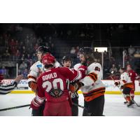 Allen Americans' Gavin Gould battles the Fort Wayne Komets