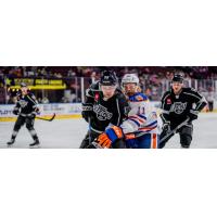 Bakersfield Condors' James Hamblin battles the Ontario Reign