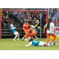 Drew Ruggles of the Florida Tropics scores against the St. Louis Ambush