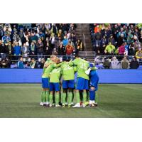 Sounders FC huddle in Seattle