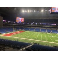 A look inside the Alamodome during championship game preparations