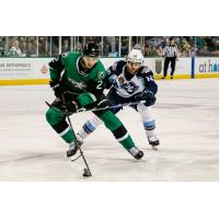 Texas Stars' Ryan Shea battles Milwaukee Admirals' Luke Evangelista