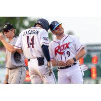 Kyle Jackson and Nick Studdard of the St. Cloud Rox share a laugh