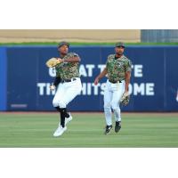 Jackson Chourio and Noah Campbell of the Biloxi Shuckers