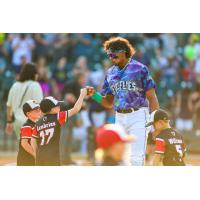 Columbia Fireflies' Austin Charles greets fans