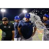 Biloxi Shuckers' Tobias Myers celebrates win