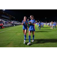 North Carolina Courage defenders Landy Mertz (left) and Julia Dorsey