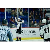 Vancouver Giants react after a goal against the Tri-City Americans