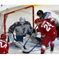 Allen Americans center Harrison Blaisdell looks for a scoring opportunity