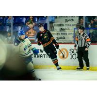 Vancouver Giants right wing Tyler Thorpe against the Swift Current Broncos