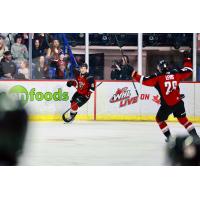 Vancouver Giants react following a goal